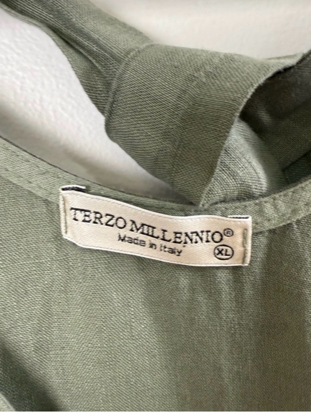 Linen Sleeveless Ruffle-Hem Dress in Olive Green - Picture 3 of 8